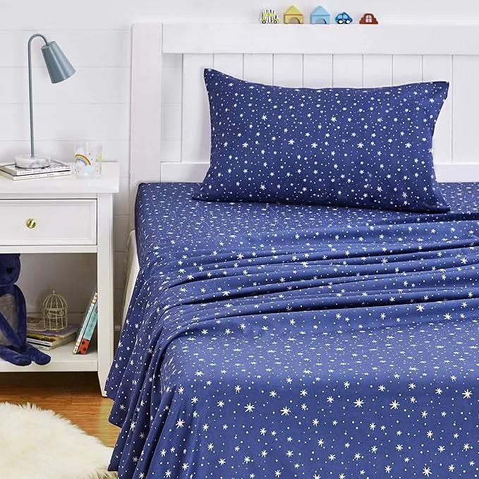 Functional Amazon Basics Kid 39 s Soft Easy-Wash Microfiber 3-Piece Sheet Set Machine Washable Twin Navy Galaxy Environmentally Friendly
