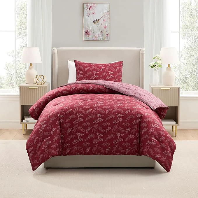 User-Friendly Nestl Twin Twin XL Comforter Set - Mulberry Bed in a Bag Twin 2 Pieces Reversible Bed Set Soft Floral Bedding Set for College Dorm All Season Botanical Comforters with Pillow Sham Original