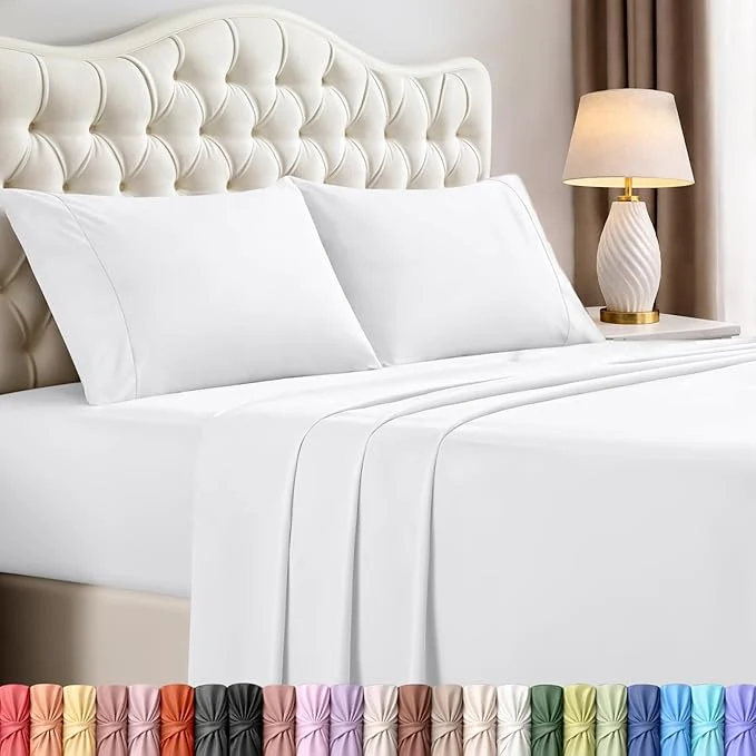 Modern Utopia Bedding Full Sheet Set 4 Piece Bed Sheets for Full Size Bed Hotel Luxury Extra Soft Cooling Bed Sheets - Wrinkle and Fade Resistant White High-Performance