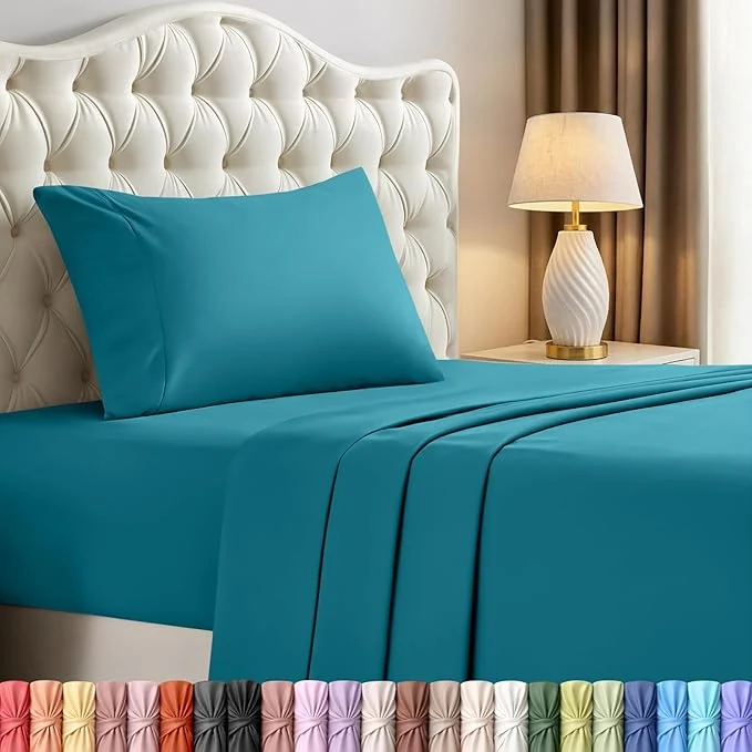 Utopia Bedding Twin Sheet Set – 3 Piece Bed Sheets for Twin Size Bed Soft and Breathable Microfiber Includes 1 Fitted Sheet 1 Flat Sheet and 1 Pillowcase – Oeko Tex Denim Blue Fashionable
