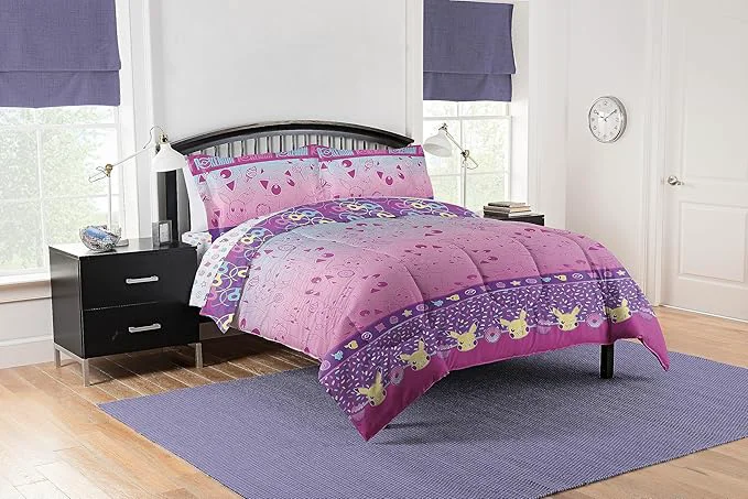 Efficient NORTHWEST Pokemon Full Sized Bed in a Bag Set Pikachu Eevee Anime Bedding for Girls Boys Light and Sweet Functional