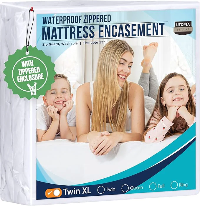Elegant Utopia Bedding Mattress Protector Zippered Twin XL Size Waterproof Bed Bug and Dust Mite Proof Mattress Encasement Absorbent 6 Sided Mattress Cover Enhanced