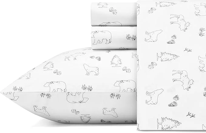 Recyclable Eddie Bauer - Twin Sheet Set Cotton Percale Bed Sheets Crisp amp Cool Bed Sheets I Dorm Essentials Animal Tracks White Twin World-Class