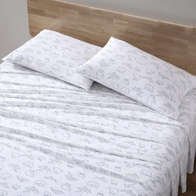 Prestigious Eddie Bauer - Queen Sheets Cotton Percale Bedding Set Crisp amp Cool Home Decor Smokey Bear Camp Grey Queen High-End