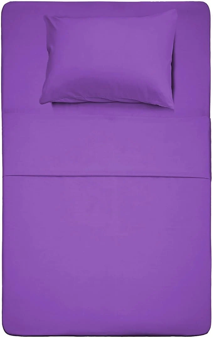 Secure Season Microfiber Deep Pocket Soft 1800 Thread Count 3-Piece Bed Sheet Set 1 Flat Sheet 1 Fitted Sheet 1 Pillow Cases Twin Violet Eco-Friendly