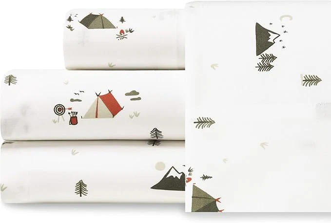 Verified Eddie Bauer - King Sheets Cotton Percale Bedding Set Crisp amp Cool Home Decor Cascade Camping King Secure