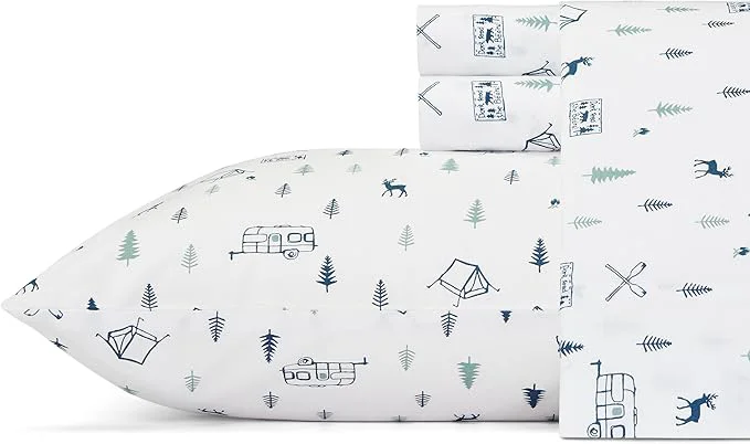 Lightweight Eddie Bauer - Twin Sheet Set Cotton Percale Bed Sheets Crisp amp Cool Bed Sheets I Dorm Essentials Campout Dark Blue Twin Expertly Made