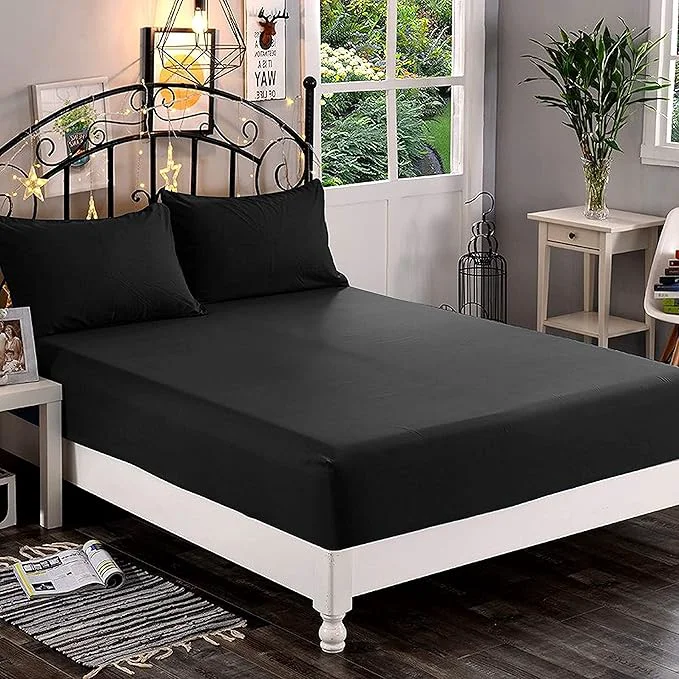 Responsible Elegant Comfort 1500 Premium Hotel Quality 1-Piece Fitted Sheet Softest Quality Microfiber - Deep Pocket up to 16 inch Wrinkle and Fade Resistant King Black Fine Crafted