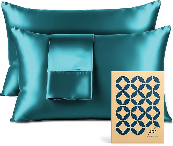 Powerful Satin Pillowcase 2 Pack - Queen Size 20 quot x30 quot Teal - Silky Pillow Cases for Hair and Skin - Satin Pillow Covers with Envelope Closure - Extra Soft Premium Microfiber Dependable