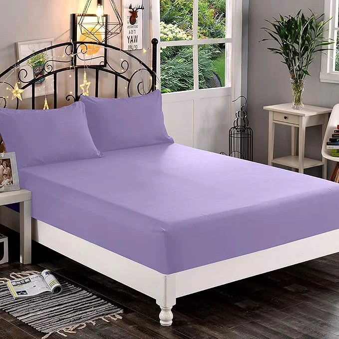 Sustainable Elegant Comfort 1500 Premium Hotel Quality 1-Piece Fitted Sheet Softest Quality Microfiber - Deep Pocket up to 16 inch Wrinkle and Fade Resistant Twin Twin XL Lavender Minimalist