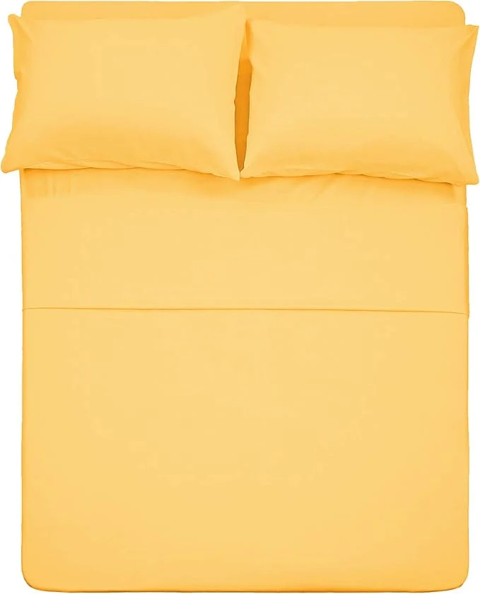 Specialty Season 1800 Thread Count Microfiber Fade Resistant Bed Sheet Set 4 Piece Full Yellow Convenient