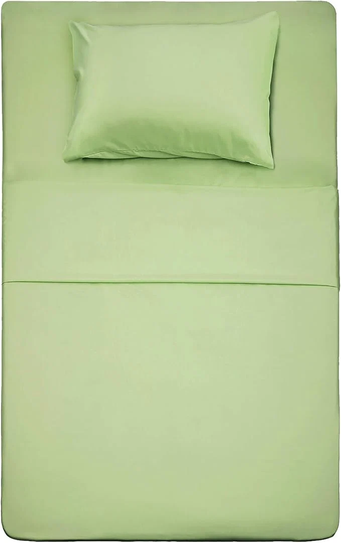 Efficient Season Bed Sheet Set - 1 Flat Sheet 1 Fitted Sheet and 1 Pillow Cases Extra Soft Luxury Bedding Set Deep Pockets Wrinkle Fade Resistant - Hypoallergenic- 3 Piece Twin Sage Quality