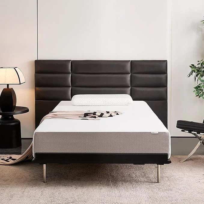Organic Amazon Basics Memory Foam Mattress Medium Firm Breathable 10 Inch Full White Grey Functional