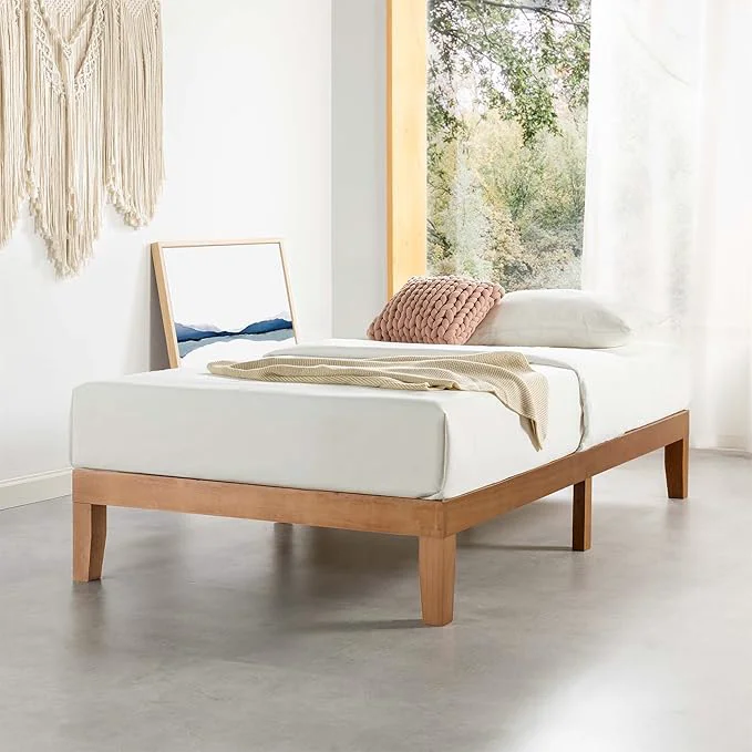 Fashionable Mellow Naturalista Classic 12 Inch Solid Wood Platform Bed with Wooden Slats Twin XL Natural Pine World-Class