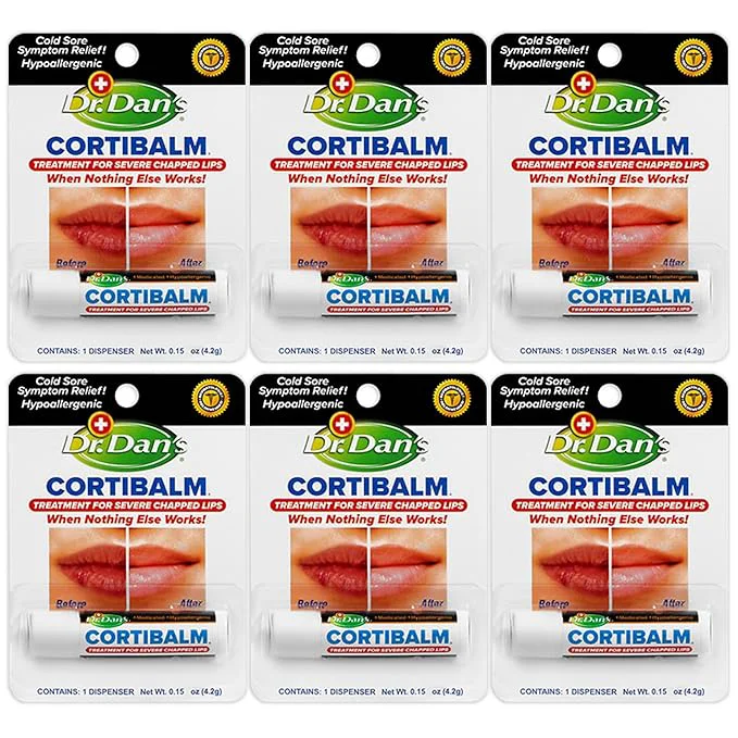 Official Dr. Dan's Cortibalm-6 Pack-for Dry Cracked Lips Artisan