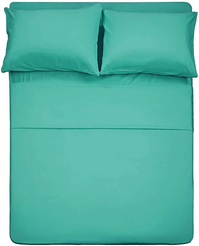 Trendy Season 4 Piece Bed Sheet Set Full Size Turquoise 1 Flat Sheet 1 Fitted Sheet and 2 Pillow Cases Brushed Microfiber 1800 Luxury Bedding Deep Pockets Extra Soft amp Fade Resistant Long-Lasting