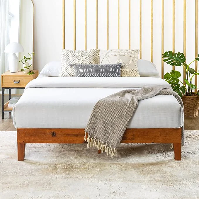 Environmentally Friendly Mellow Naturalista Grand - 12 Inch Solid Wood Platform Bed with Wooden Slats - No Box Spring Needed - Full Cherry Smooth
