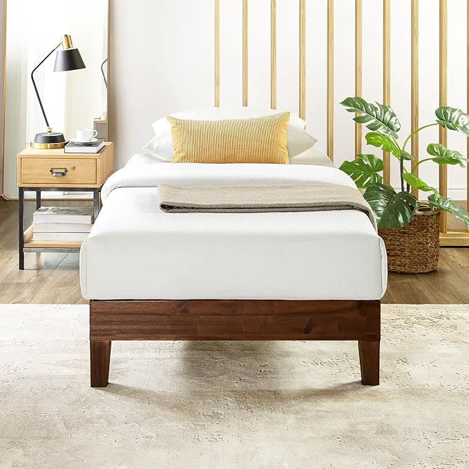 Fast Mellow Naturalista Grand - 12 Inch Solid Wood Platform Bed with Wooden Slats - No Box Spring Needed - Twin Espresso Next-Generation