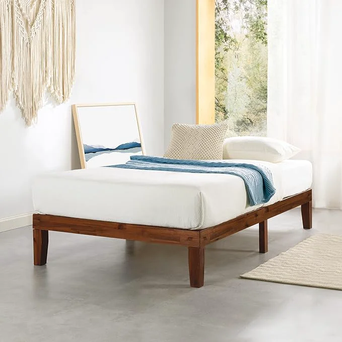 Top-Quality Mellow Naturalista Classic 12-Inch Solid Wood Platform Bed Wooden Slats No Box Spring Needed Easy Assembly Twin Espresso Optimized