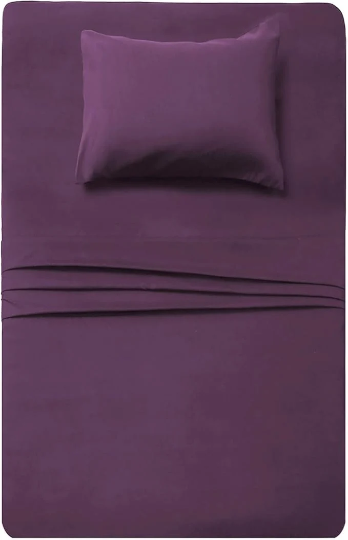 Fashionable Season Twin Size Sheet Set - 3 Piece Set Twin Purple Brushed Microfiber 1800 Luxury Bedding Hypoallergenic Soft amp Fade Resistant Dependable