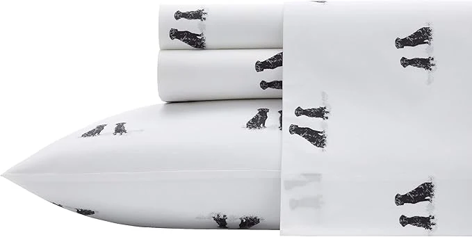 Next-Generation Eddie Bauer - King Sheets Cotton Percale Bedding Set Crisp amp Cool Home Decor Labrador Fields White King Eco-Friendly