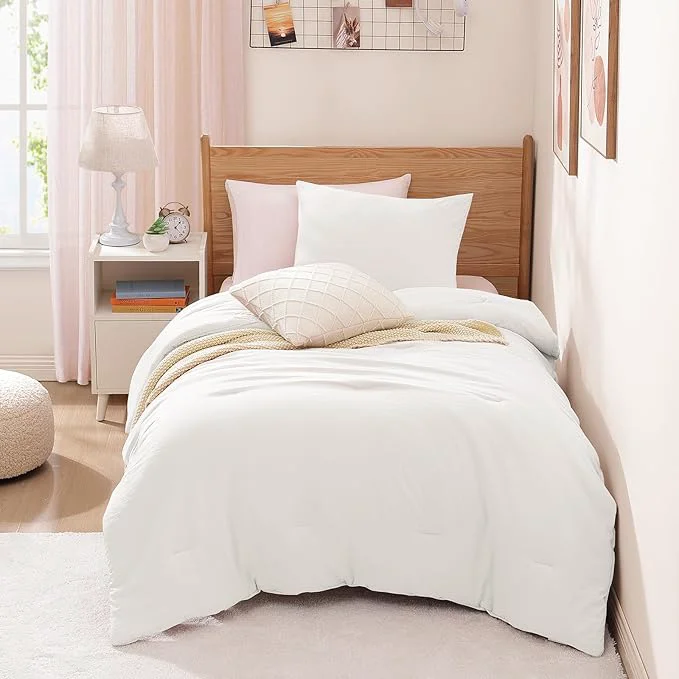 Easy-to-Use WRENSONGE Twin Twin XL Comforter Set for Girls Boys Teens 1 White Comforter amp 1 Pillow Sham Soft Lightweight Kids Comforter Sets for All Seasons Dorm Bedding Authentic