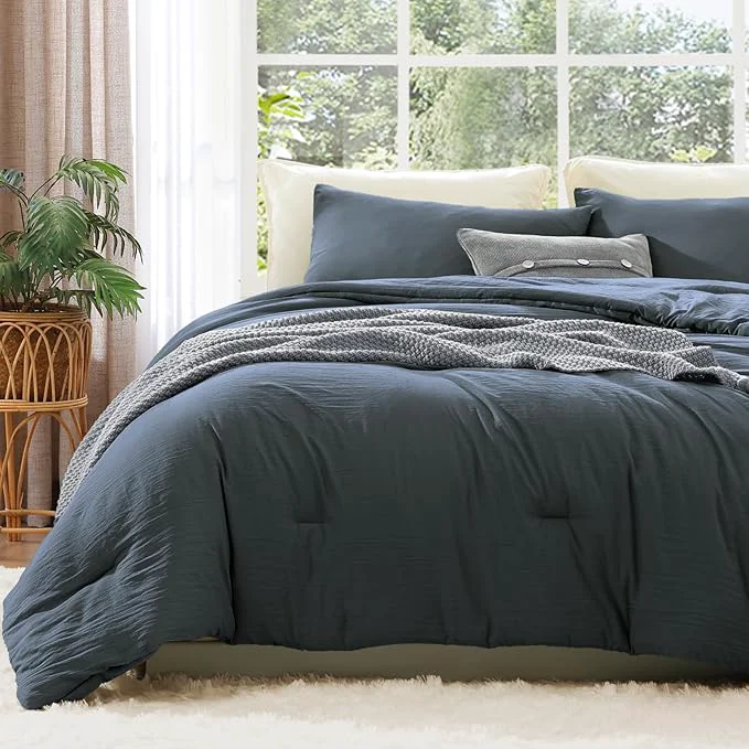 Prestigious WRENSONGE California King Comforter Set - 3 Pieces Prewashed Blue Grey Comforter Soft Lightweight for All Seasons Down Comforters California King Size with 2 Pillow Shams Expertly Made