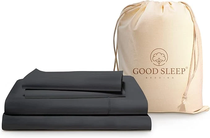 Trendy Good Sleep Bedding Cal King Sheet Set - Egyptian Cotton Sheets California King Size 4 Pc California King Sheets Soft California King Sheet Sets Deep Pocket Fits Upto 16 quot - Dark Gray Traditional