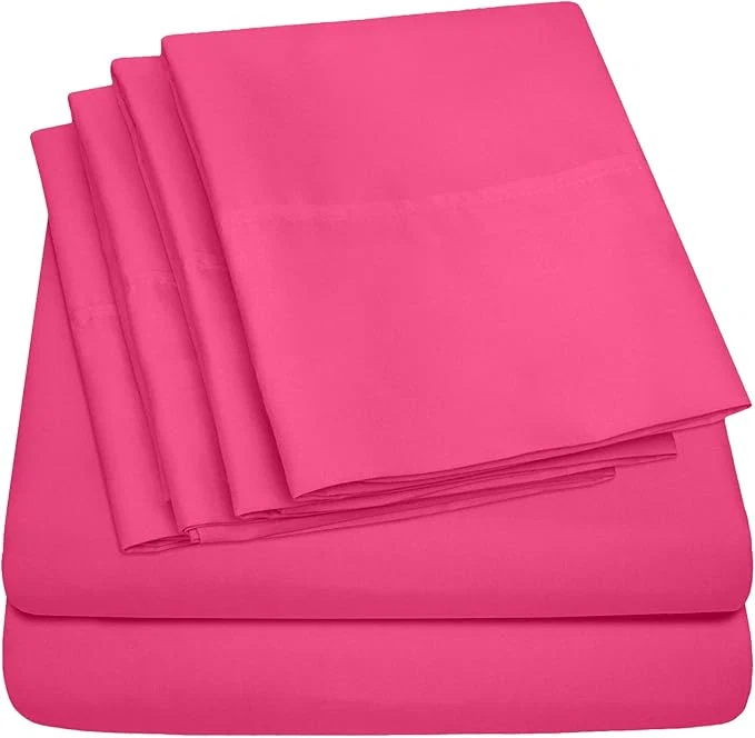 Reusable King Size Bed Sheets - 6 Piece 1500 Supreme Collection Fine Brushed Microfiber Deep Pocket King Sheet Set Bedding - 2 Extra Pillow Cases Great Value King Fuschia Durable