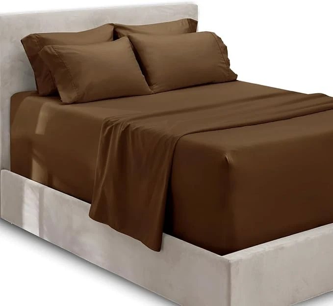 Specialty Hearth amp Harbor Extra Deep Pocket Queen Sheets Sets - Fits Mattress 18-24 Inches Deep - Extra Deep Pocket Sheets - 6 Piece Queen Size - Brown Consistent