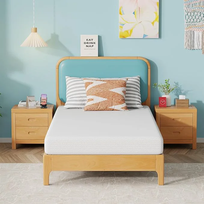 Functional FDW 6 Inch Twin Mattress Medium Firm Gel Memory Foam Cooling Ventilated Foam Pressure Relief White Removable Washable Cover Bed in a Box CertiPUR‑US Professional