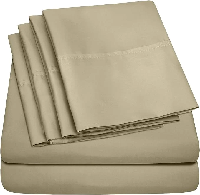Dependable Sweet Home Collection 6 Piece 1500 Supreme Collection Brushed Microfiber Deep Pocket Sheet Set-2 Extra Pillow Cases Great Value Split King Sage Natural