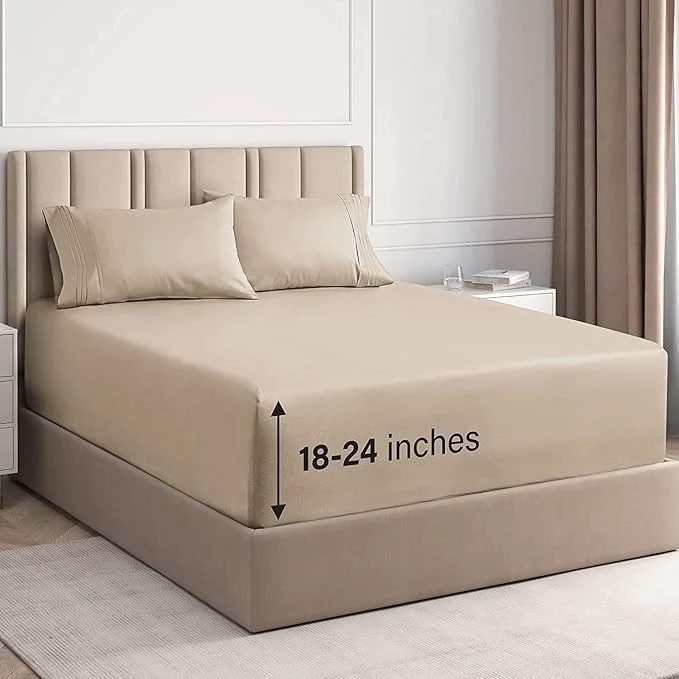 User-Friendly Extra Deep Twin XL Sheet Set - 4 Piece Breathable and Cooling Sheets - Hotel Luxury Bedding for Women Men Kids amp Teens - Easy amp Secure Fit - Soft Wrinkle and Comfy - Extra Deep Pockets - Cream Quality