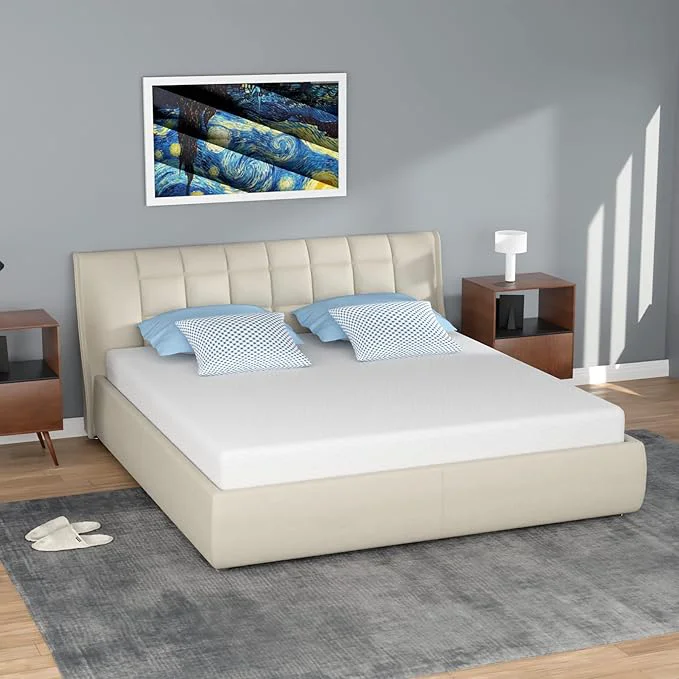 Fast FDW 5 Inch Queen Mattress Medium Firm Gel Memory Foam Mattress White Bed in a Box CertiPUR-US Pressure Relief Cooling Ventilated Foam Washable Removable Cover Smooth