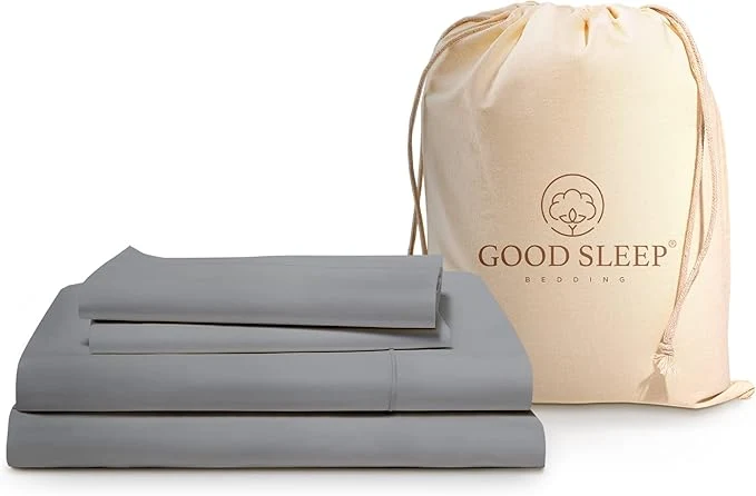 Premium Good Sleep Bedding King Size Sheets Set Deep Pockets - 4 Pc King Sheet Set Egyptian Cotton Bedsheets King Size Bed FIts Upto 16 Inch - Light Grey Exceptional