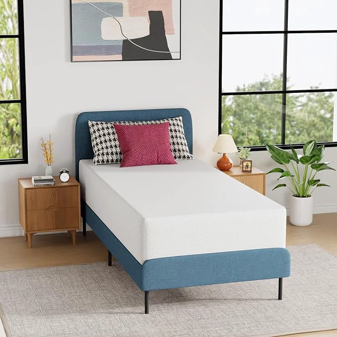 World-Class FDW 12 Inch Twin XL Mattress Medium Firm Gel Memory Foam Mattress White Bed in a Box CertiPUR-US Pressure Relief Cooling Ventilated Foam Washable Removable Cover Professional