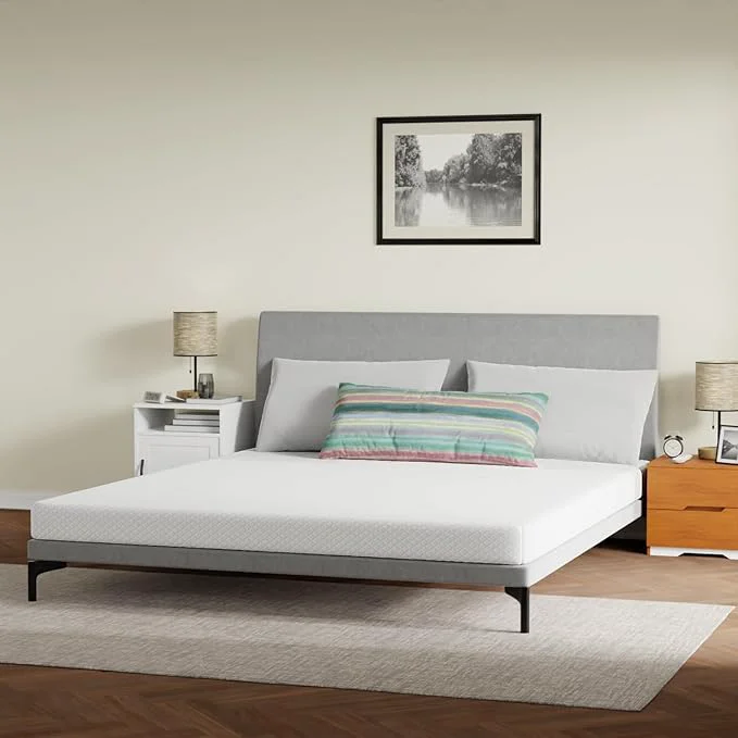 Proven FDW 5 Inch California King Mattress Medium Firm Gel Memory Foam Mattress White Bed in a Box CertiPUR-US Pressure Relief Cooling Ventilated Foam Washable Removable Cover Professional