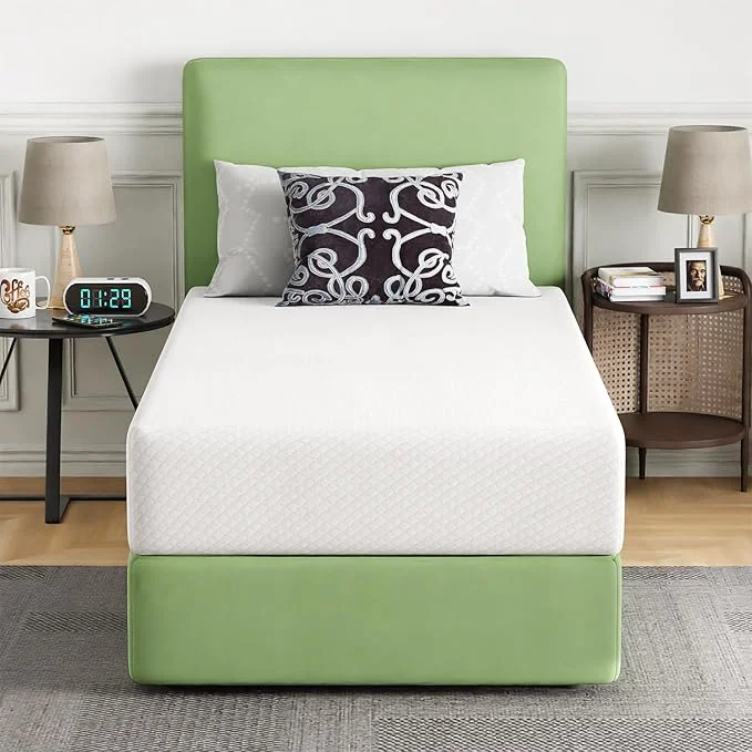 Original FDW 10 Inch Twin Mattress Medium Firm Gel Memory Foam Mattress White Bed in a Box CertiPUR-US Pressure Relief Cooling Ventilated Foam Washable Removable Cover Natural