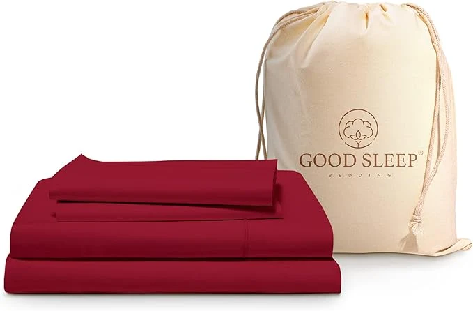 Stylish Good Sleep Bedding Twin Sheets Set - Egyptian Cotton Soft 4 Pc Hotel Quality Deep Pocket Burgundy Versatile