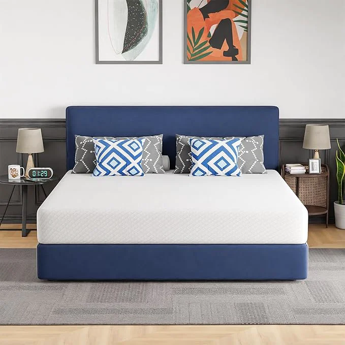 Crafted FDW 10 Inch King Mattress Medium Firm Gel Memory Foam Mattress White Bed in a Box CertiPUR-US Pressure Relief Cooling Ventilated Foam Washable Removable Cover Elegant