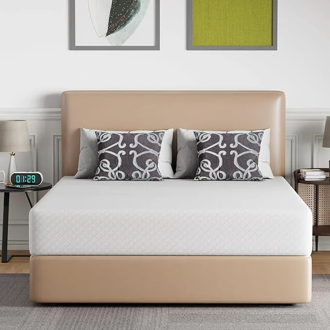 Responsible FDW 10 Inch Queen Mattress Medium Firm Gel Memory Foam Mattress White Bed in a Box CertiPUR-US Pressure Relief Cooling Ventilated Foam Washable Removable Cover Refined