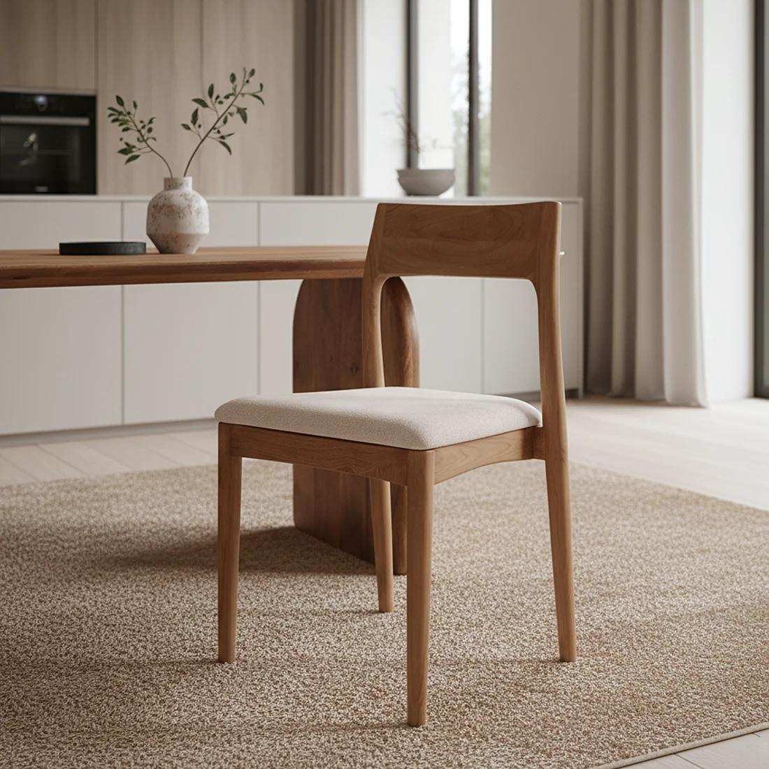 Expertly Made Freya teak dining chair cream Healthy