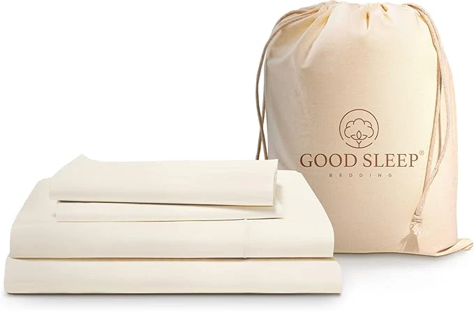 Detailed Good Sleep Bedding XL Twin Sheets - Egyptian Cotton Sheets 4 Pc Twin XL Bed Sheets Long Staple Cotton Twin XL Sheet Sets Cooling Sheets 16 quot Deep Pocket - Ivory Minimalist