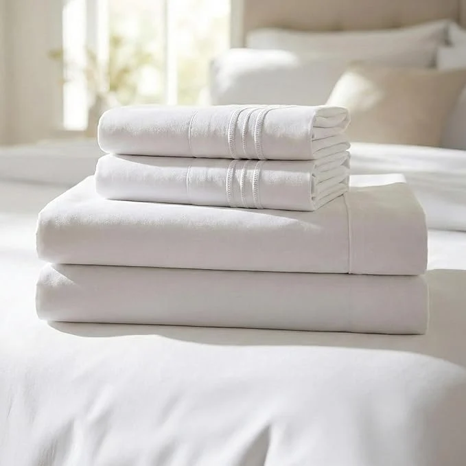 Optimized Mellanni Twin Sheet Set - 4-Piece Iconic Collection Bedding Including 2 Pillowcases 16-Inch Deep Pocket Easy Care Extra Soft Cooling Sheets Brushed Microfiber - White Sophisticated
