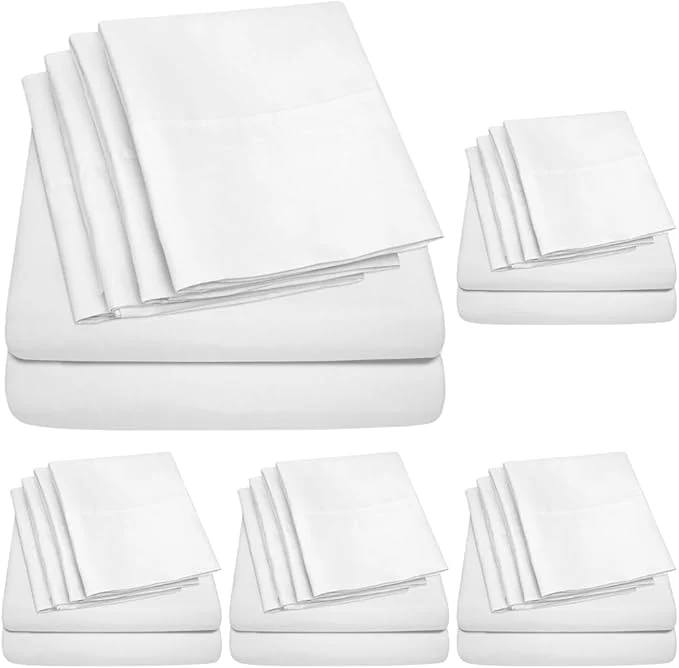 Queen Sheets White - 6 Piece 1500 Supreme Collection Fine Brushed Microfiber Deep Pocket Queen Sheet Set Bedding - 2 Extra Pillow Cases Great Value Queen White Pack of 5 Original