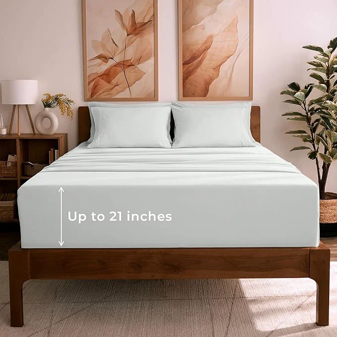 World-Class Mellanni Queen Sheet Set - 6-Piece Iconic Collection Bedding Including 4 Pillowcases 21-Inch Extra Deep Pocket Easy Care Ultra Soft Cooling Sheets Brushed Microfiber - Ivory Efficient