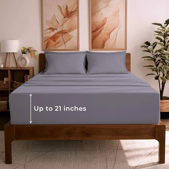 Consistent Mellanni Queen Sheet Set - 6-Piece Iconic Collection Bedding Including 4 Pillowcases 21-Inch Extra Deep Pocket Easy Care Ultra Soft Cooling Sheets Brushed Microfiber - Hazy Lilac Exclusive