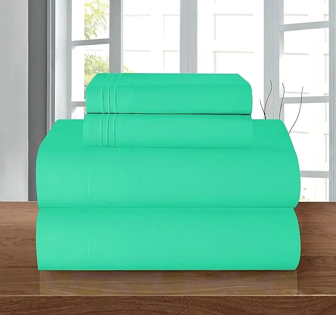 Elite Elegant Comfort Luxury 1500 Premium Hotel Quality Microfiber 4-Piece Sheet Set - Wrinkle Resistant All Around Elastic Fitted Sheet Deep Pocket up to 16 quot California King Paradise Teal Efficient