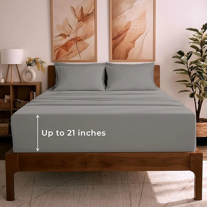 Sustainable Mellanni King Sheet Set - 6-Piece Iconic Collection Bedding Including 4 Pillowcases 21-Inch Extra Deep Pocket Easy Care Ultra Soft Cooling Sheets Brushed Microfiber - Taupe Outstanding