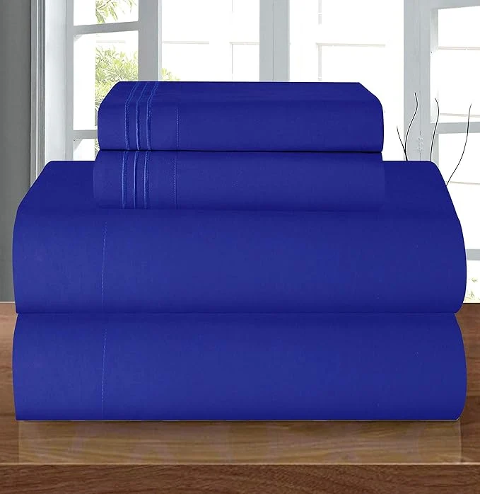 Authentic Elegant Comfort Luxury 1500 Premium Hotel Quality Microfiber 4-Piece Sheet Set - Wrinkle Resistant All Around Elastic Fitted Sheet Deep Pocket up to 16 quot Full Royal Blue Fine Crafted